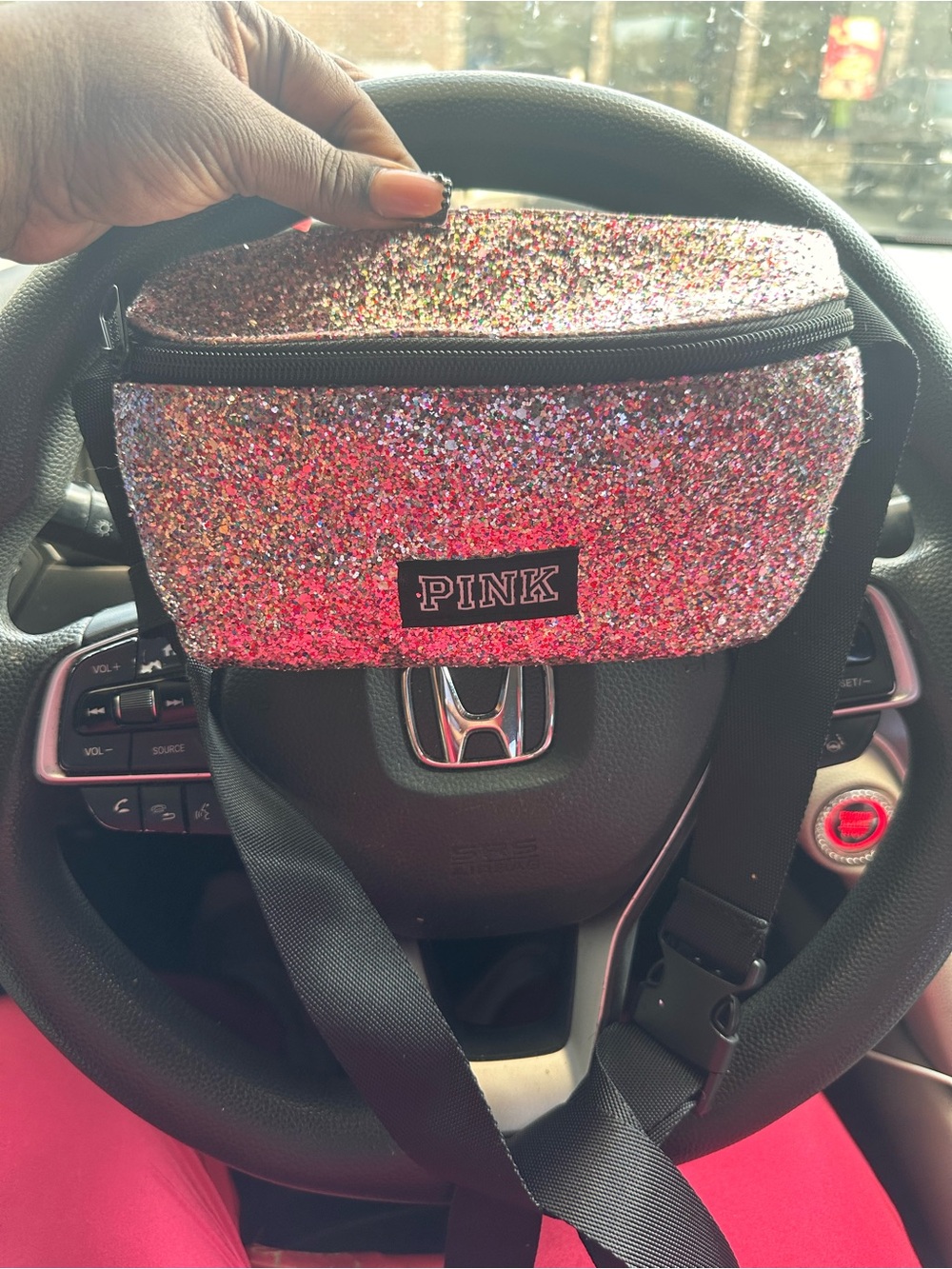 PINK Victoria's Secret Glitter Crossbody Belt Bag - Multicolor Sparkle
